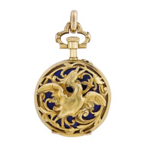 Swiss 18k gold and blue enamel lady's fob watch Circa 1880
