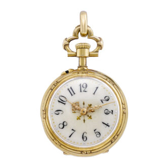 Swiss 18k gold and blue enamel lady's fob watch Circa 1880