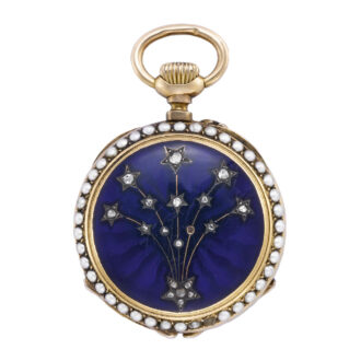 Swiss gold, pearl & diamond set fob watch Circa 1880