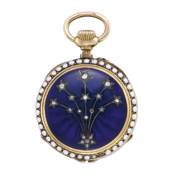 Swiss gold, pearl & diamond set fob watch Circa 1880