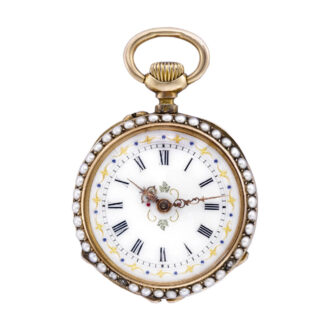 Swiss gold, pearl & diamond set fob watch Circa 1880