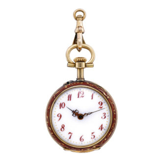 Swiss 18k yellow gold, diamond and enamel fob watch Circa 1900