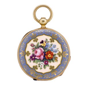 French miniature gold and enamel pendant watch Circa 1850