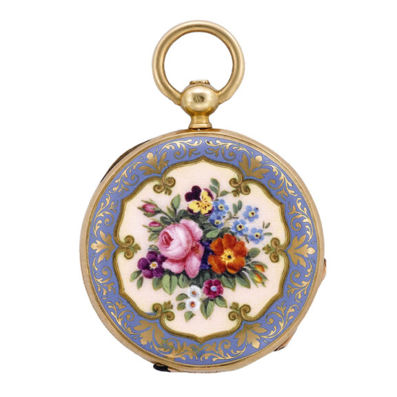 French miniature gold and enamel pendant watch Circa 1850