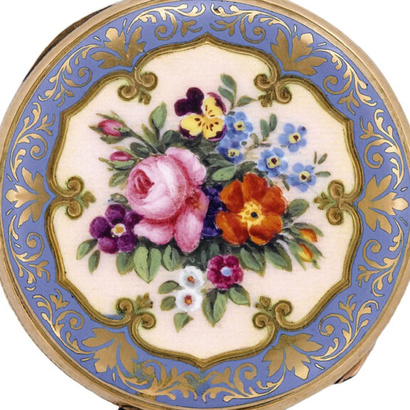 French miniature gold and enamel pendant watch Circa 1850 French miniature gold and enamel pendant watch Circa 1850