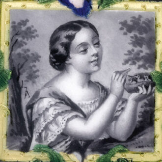 Swiss 18k gold, enamel keywind lady's pendant watch Circa 1850 Swiss 18k gold, enamel keywind lady's pendant watch Circa 1850