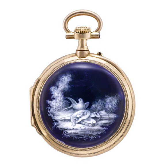 French gold and enamel keyless ladies' pendant watch Circa 1890