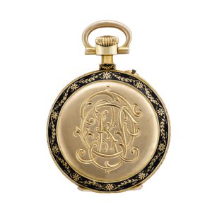 Swiss 18k yellow gold and enamel keyless pendant watch Circa 1905