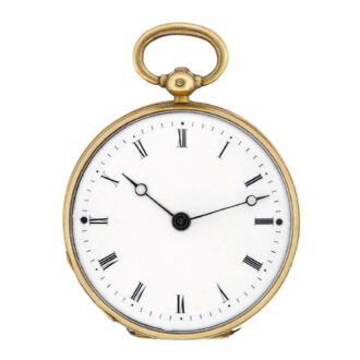 Swiss 18k gold and enamel keywind fob watch Circa 1860