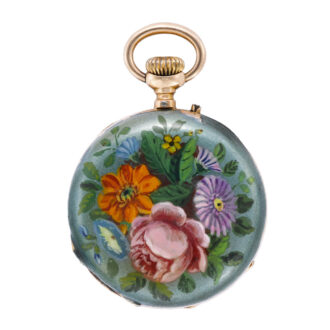 Swiss gold pendant watch with floral decoration Circa 1900