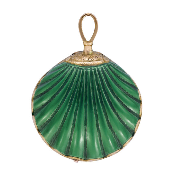 Special Swiss gold and enamel scallop shell form pendant watch Circa 1800