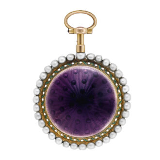 Attractive French gold, enamel mirrored sides with pearls Circa 1790