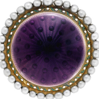 Attractive French gold, enamel mirrored sides with pearls Circa 1790