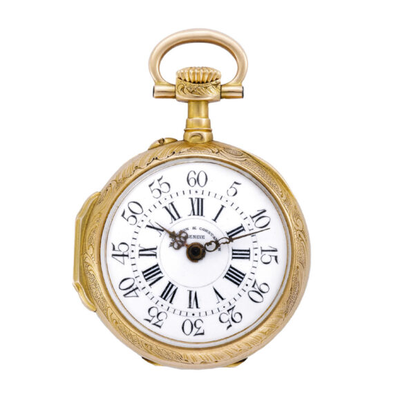 Swiss yellow gold 18th-century style pendant watch Circa 1900