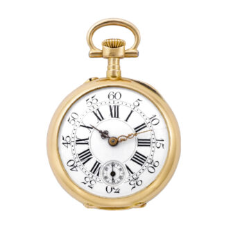 Swiss yellow gold and blue enamel pendant watch Circa 1890