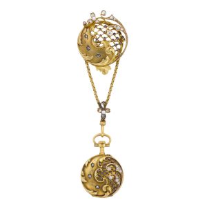 French gold pendant watch with detachable brooch Circa 1890