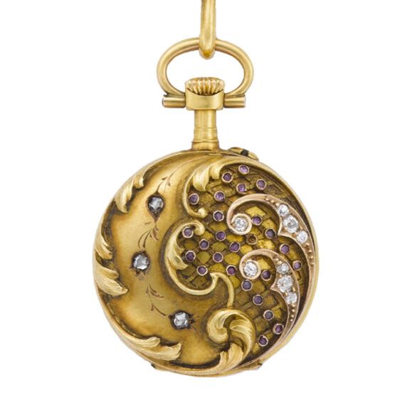 French gold pendant watch with detachable brooch Circa 1890 French gold pendant watch with detachable brooch Circa 1890