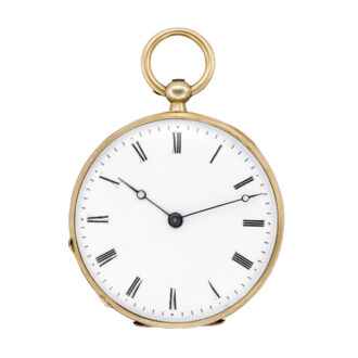 Swiss 18k gold, green enamel and pearl pendant watch Circa 1860