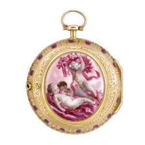 French gold verge watch with camaïeu enamel scene Circa 1780