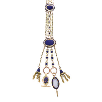 English 18k gold and enamel watch with chatelaine Circa 1800 English 18k gold and enamel watch with chatelaine Circa 1800