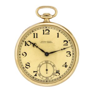 Swiss 18k yellow gold keyless pocket watch Circa 1928