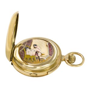 Swiss 18k gold repeater with concealed erotic automaton Circa 1890