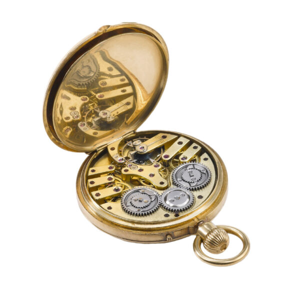 Swiss gold open faced with independent dead-seconds Circa 1890 Swiss gold open faced with independent dead-seconds Circa 1890