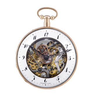 Swiss 18k gold half-skeletonized cylinder pocket watch Circa 1820