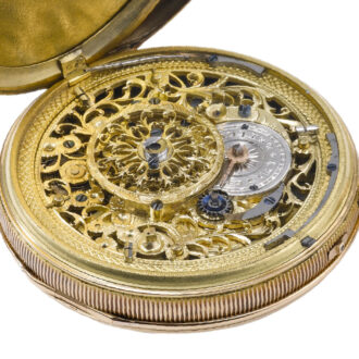 Swiss 18k gold half-skeletonized cylinder pocket watch Circa 1820