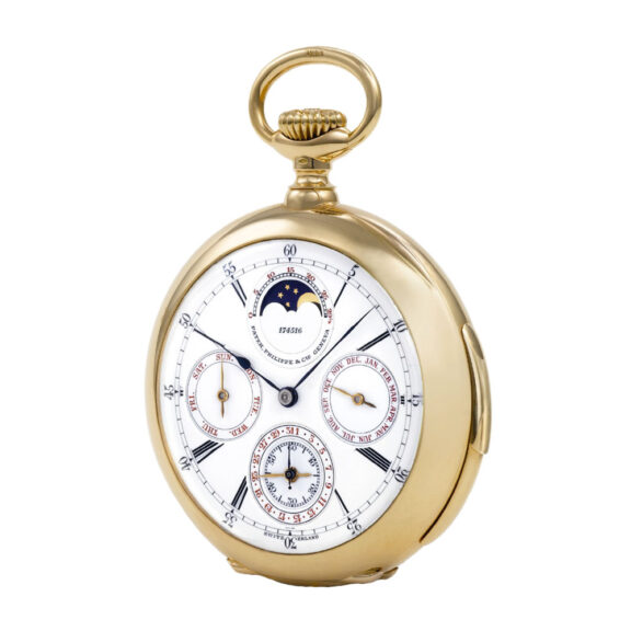 Swiss 18k yellow gold minute repeater with six complications Circa 1915