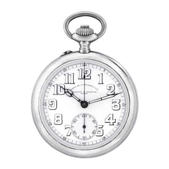Interesting Swiss silver military watch with chronograph Circa 1918