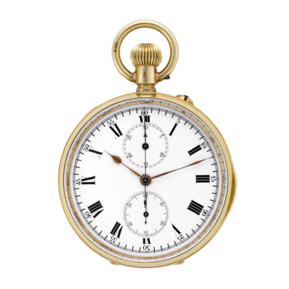 Swiss yellow gold watch with chronograph and register Circa 1912