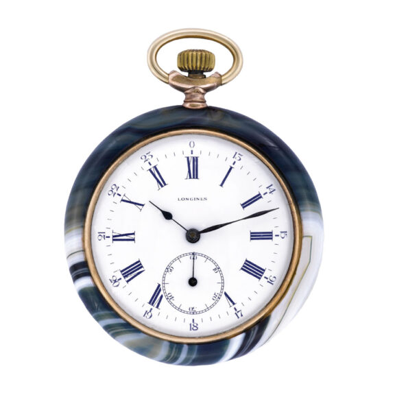 Swiss gold dress watch with agate stone case Circa 1920 Swiss gold dress watch with agate stone case Circa 1920