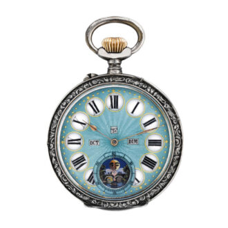 Swiss gilt-metal and enamel triple calendar pocket watch Circa 1900 Swiss gilt-metal and enamel triple calendar pocket watch Circa 1900