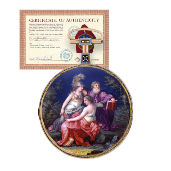 Swiss gold and enamel open faced cylinder watch Circa 1790 Swiss gold and enamel open faced cylinder watch Circa 1790