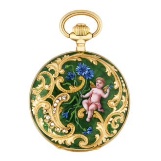 Swiss gold, enamel and diamond-set pendant watch Circa 1890