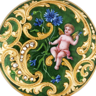 Swiss gold, enamel and diamond-set pendant watch Circa 1890