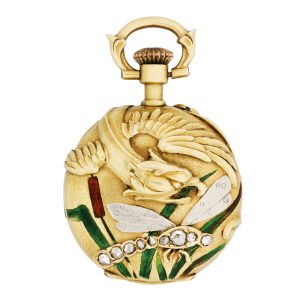 Swiss varicoloured gold cylinder pendant watch Circa 1900