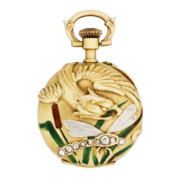 Swiss varicoloured gold cylinder pendant watch Circa 1900