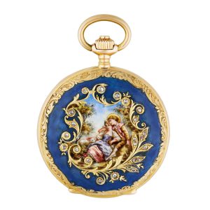 Swiss gold hunting cased keyless pendant watch Circa 1900