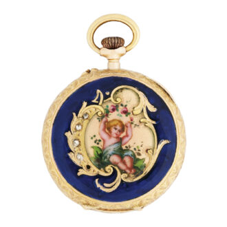 Swiss 18k gold open faced lady's pendant watch Circa 1900