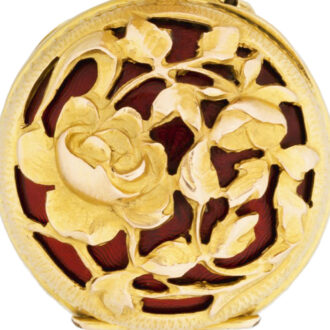 Swiss 18k gold and enamel keyless brooch watch Circa 1900