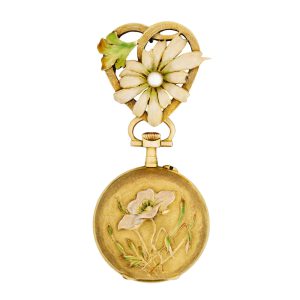 Fine Swiss 18k gold Art Nouveau brooch watch Circa 1900