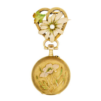 Fine Swiss 18k gold Art Nouveau brooch watch Circa 1900