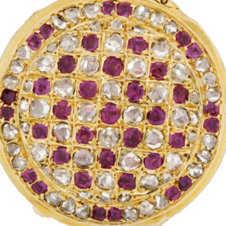 Swiss gold, diamond, pearl and ruby-set brooch watch Circa 1890