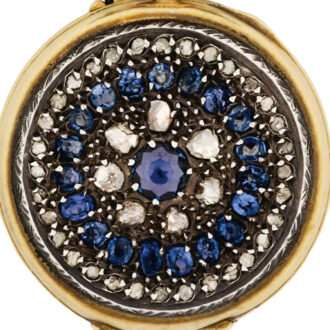 Swiss gold, sapphire and diamond-set brooch watch Circa 1880