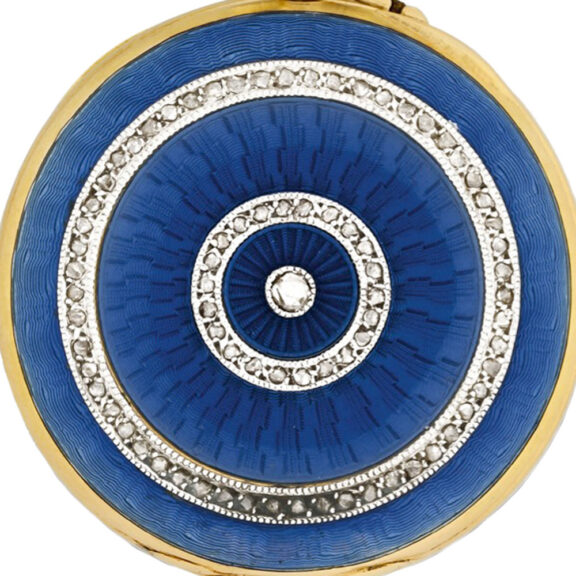 Swiss gold and Belle Epoque enamel brooch watch Circa 1910 Swiss gold and Belle Epoque enamel brooch watch Circa 1910