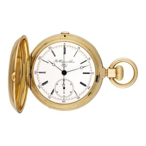 Swiss 18k yellow gold chronograph pocket watch Circa 1875
