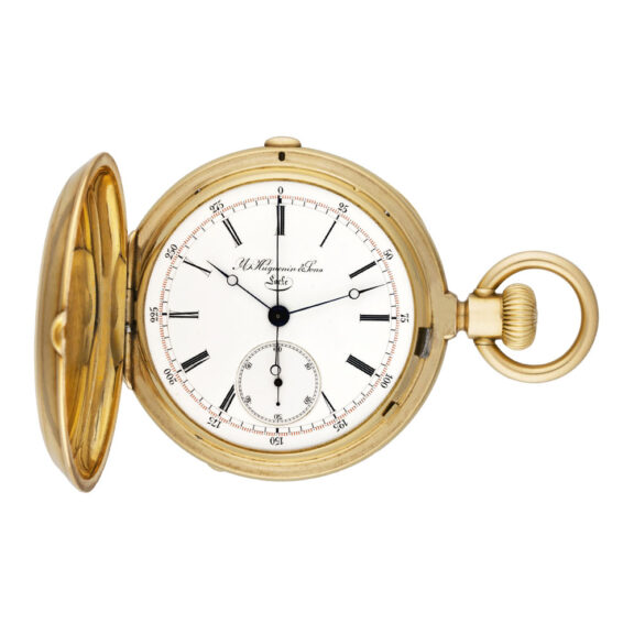 Swiss 18k yellow gold chronograph pocket watch Circa 1875