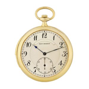 Swiss 18k yellow gold open faced minute repeater Circa 1920